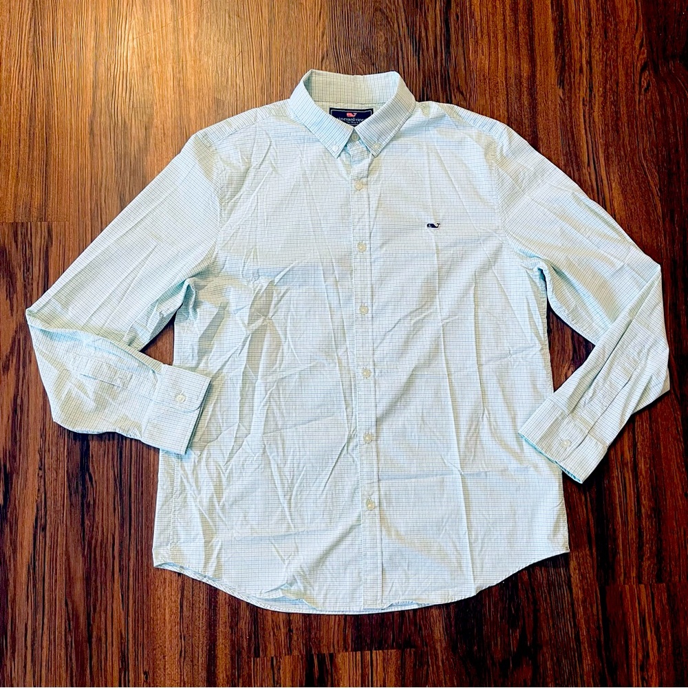 Vineyard Vines By Shep & Ian Slip Fit Whale Shirt Men’s Size Large Blue/Green